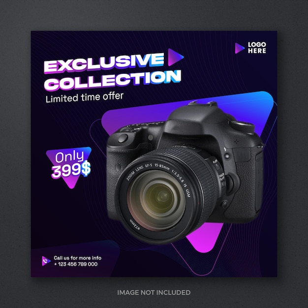 Vector camera collectie product promotie sociale media instagram verhaal post banner ontwerpsjabloon