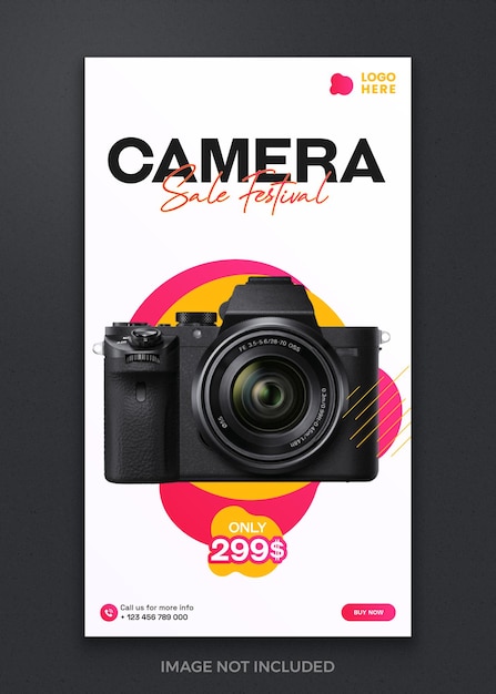 Vector camera collection product promotion offer social media post banner design template