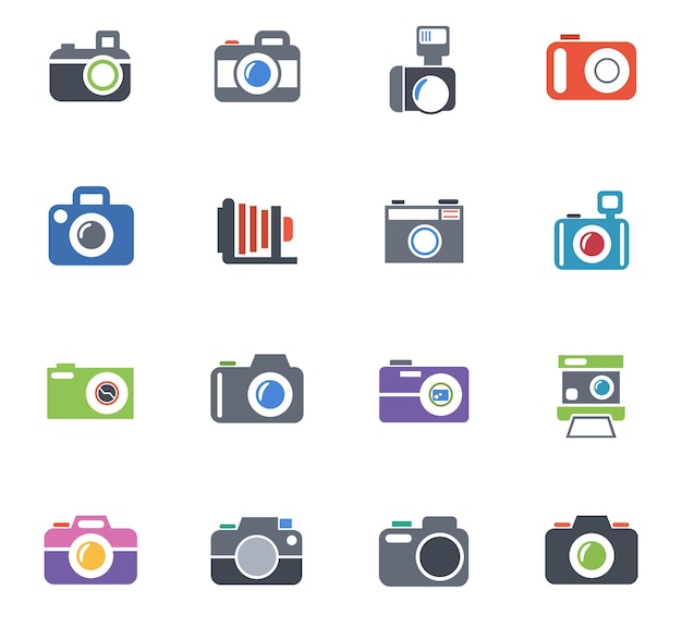 Camera colored icons symbols