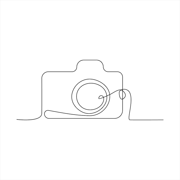 カメラ連続 1 ライン アート外形図イラスト ベクトル画像手描き