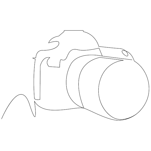 Camera Continuous single line vector art drawing and illustration