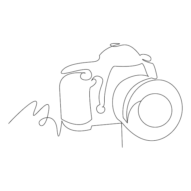 Vector camera continuous single line vector art drawing and illustration