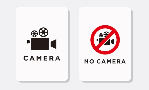 Camera en geen camera vidio vintage teken pictogram vector