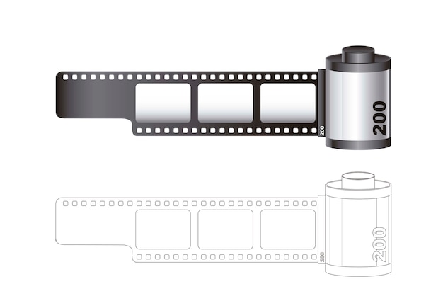 Vettore rotolo di pellicola per macchina fotografica con linee isolate