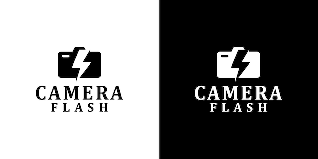 Flash della fotocamera, fotocamera e design del logo del fulmine