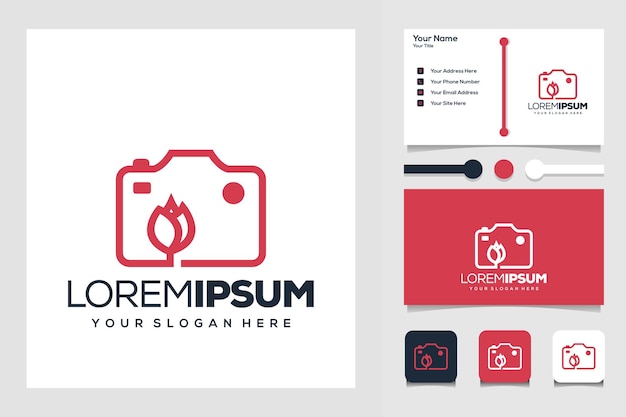 カメラフラワーモダンロゴ名刺テンプレート