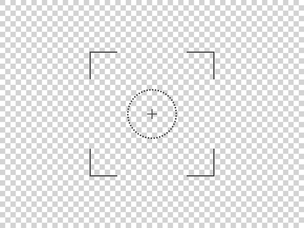 Schermata di messa a fuoco della fotocamera con bersaglio quadrato mirino della fotocamera per foto vettoriali simbolo del segno isolato