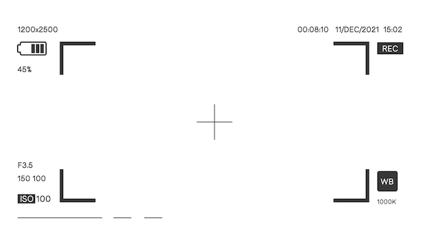 Vector camera focus with settings and display vector