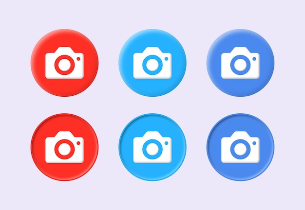 Camera foto pictogram knop momentopname afbeelding afbeelding aanmelden 3d ronde cirkel pictogrammen ronde kleurrijke knoppen