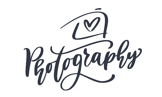 Camera fotografie logo pictogram vector sjabloon kalligrafische inscriptie fotografie tekst geïsoleerd