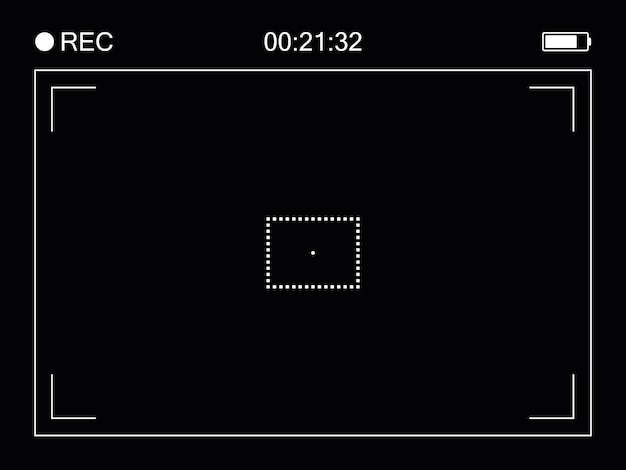 Vector camera frame viewfinder screen of video recorder digital display vector illustration jn black background
