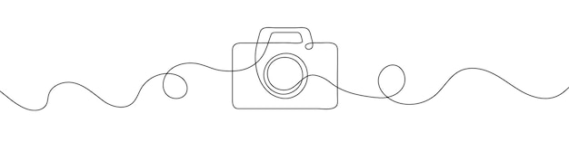 Vector camera icon in continuous line drawing style line art of photo camera icon