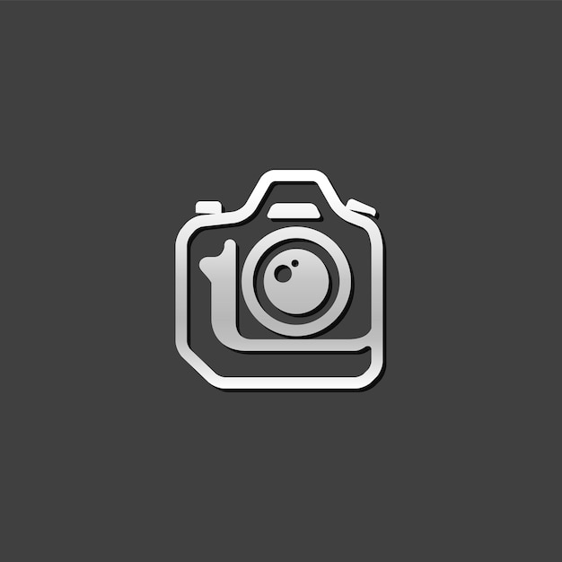 camera icon in metallic grey color style photography digital slr