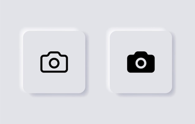 Vettore icona della fotocamera istantanea foto simbolo della camma nei pulsanti del neumorfismo o nelle icone dell'app ui ux in stile neumorfico