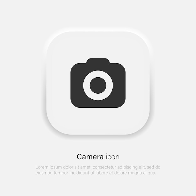 Icona della fotocamera in stile neumorfismo alla moda simbolo della fotocamera per il logo dell'app di progettazione del sito web ui vector eps 10