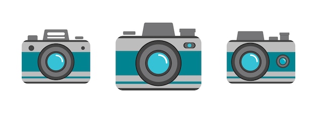 Camera illustration set Colored flat style vector design