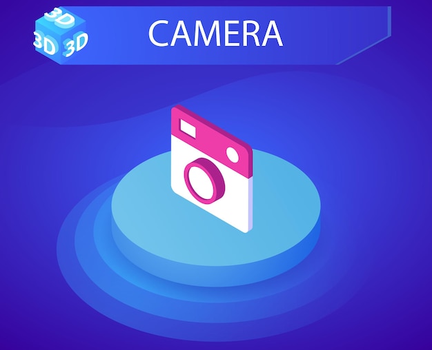 Camera isometric design icon Vector web illustration 3d colorful concept