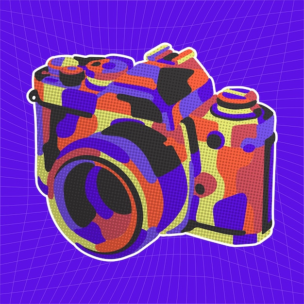 Camera Kleurrijk Pop Art Stijl Vector Design