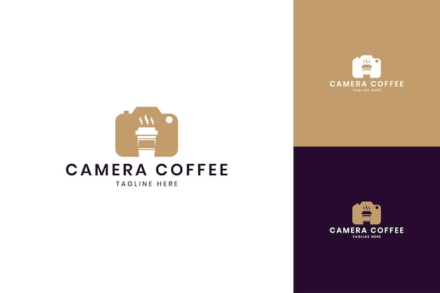 Camera koffie negatief ruimte logo ontwerp