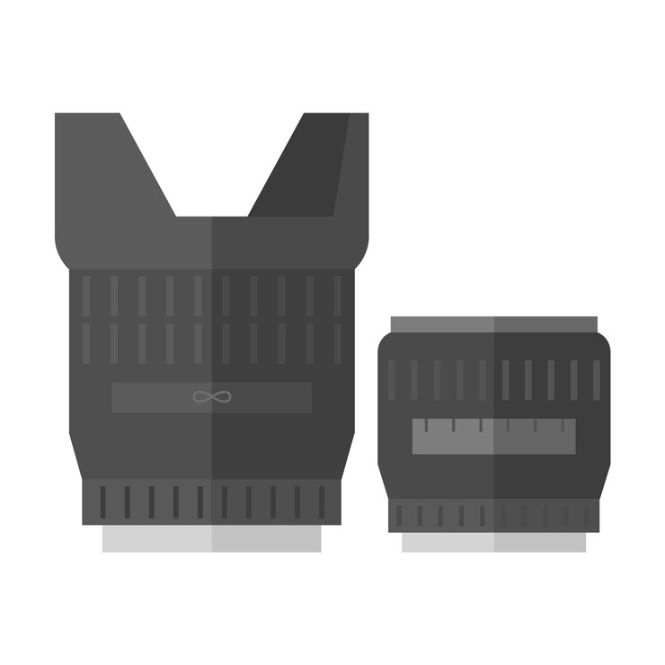 Vector camera lens icon in flat color style