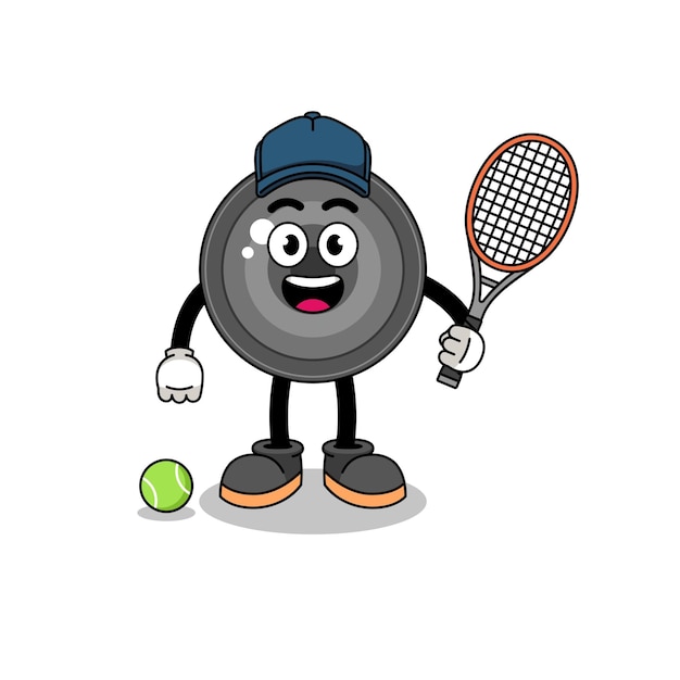 Vettore illustrazione dell'obiettivo della fotocamera come un giocatore di tennis