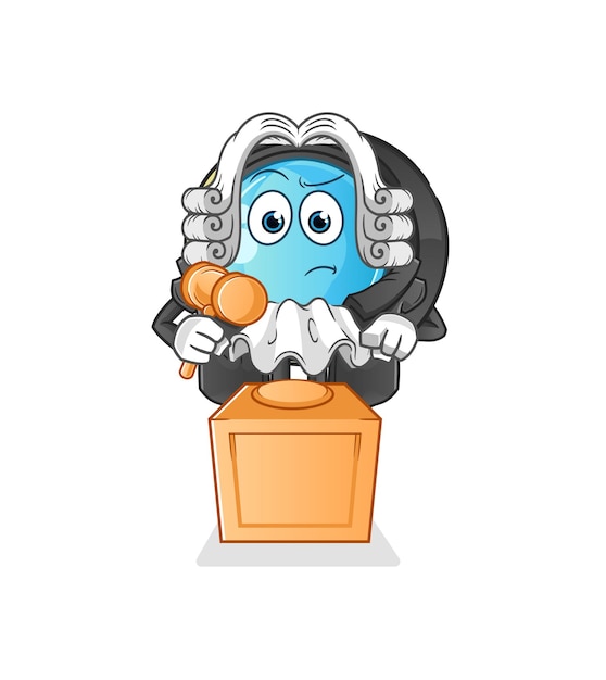 Camera lens judge holds gavel. character vector