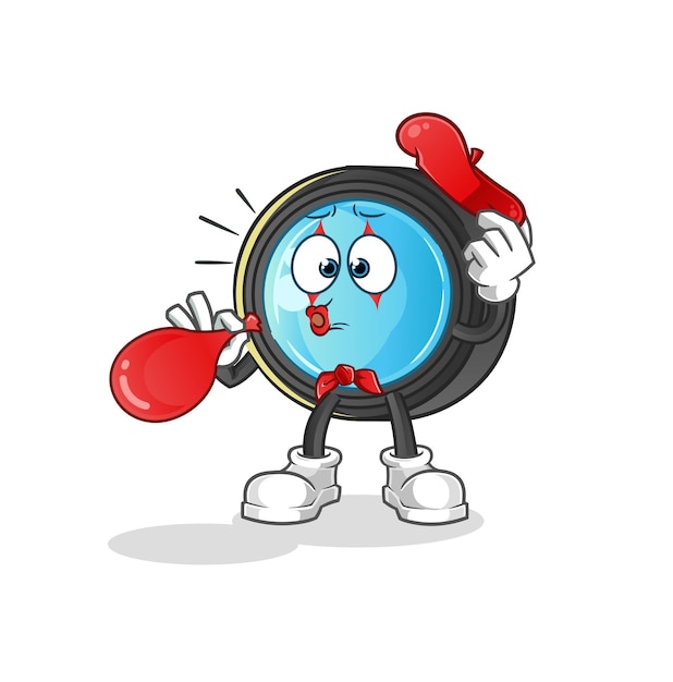 Vector camera lens pantomime blowing balloon. cartoon mascot vector