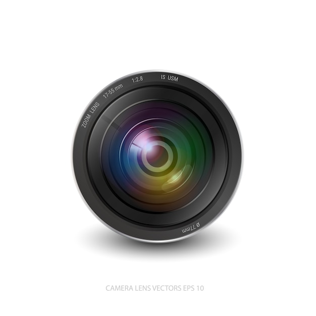 Vector camera lens shutter aperture isolated.