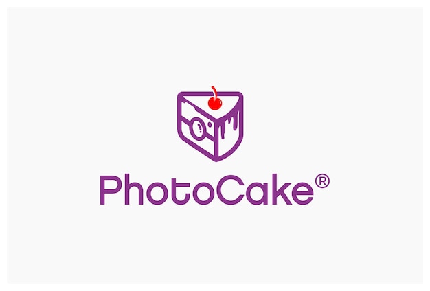 Camera lens with cake logo design