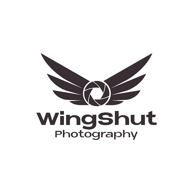 Camera lens with wings logo design vector graphic symbol icon sign illustration creative idea