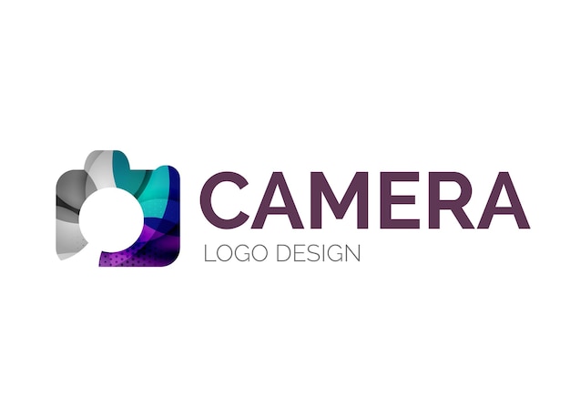 Camera-logo-ontwerp gemaakt van gekleurde stukken