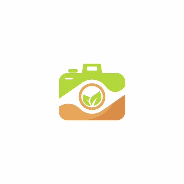 A camera logo with a leaf on it