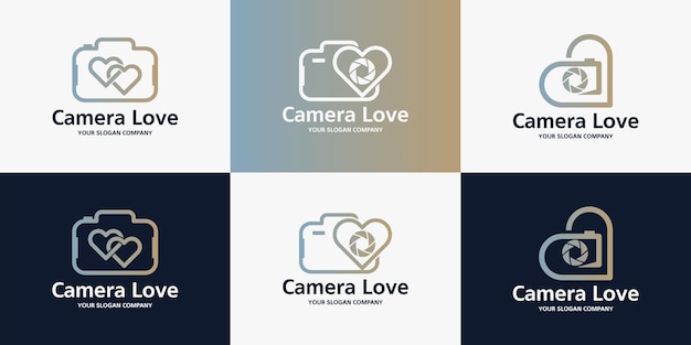 Дизайн логотипа camera love, дизайн вдохновения для фотографа, фотосъемка и свадьба