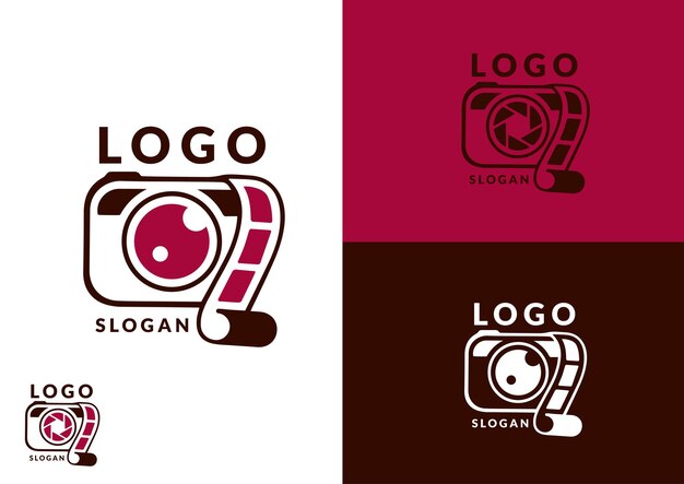 Camera met filmstrip logo ontwerpconcept