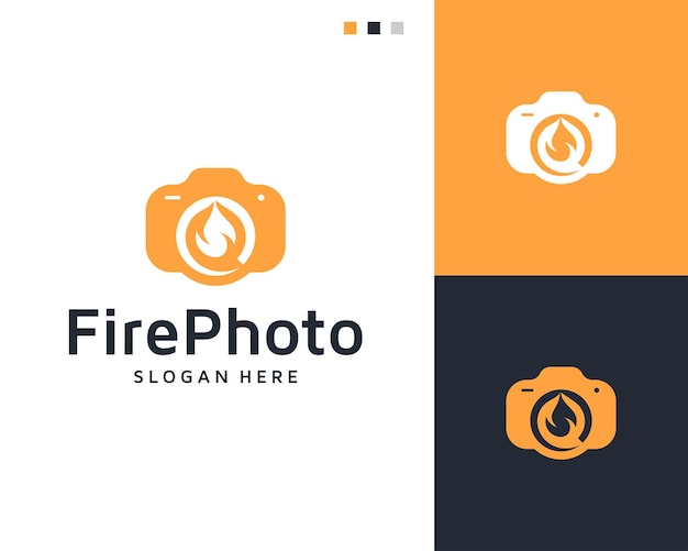 Vector camera met fire-logo-ontwerpcombinatie