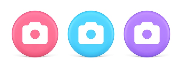 Camera multimedia toepassing inhoud creatie digitale knop 3D-realistische pictogram