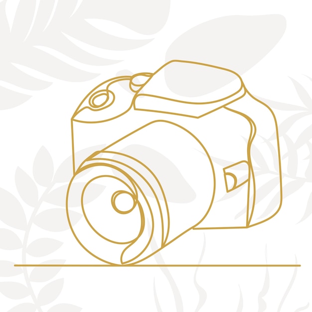 Camera one line drawing sketch isolated vector