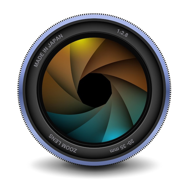 Vector camera photo lens with shutter.