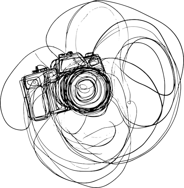 Vector camera photo line art monoline minimalist drawing