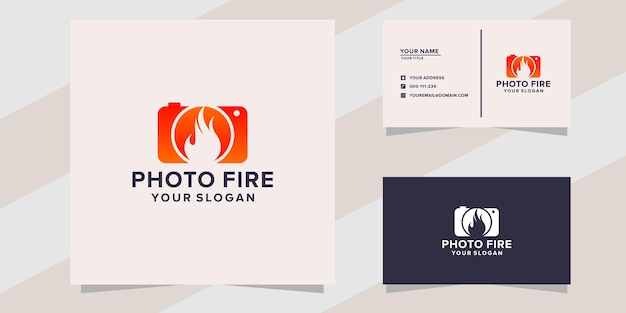 Camera photo with fire logo template