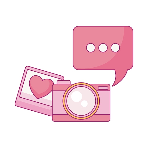 Camera photographic with speech bubble