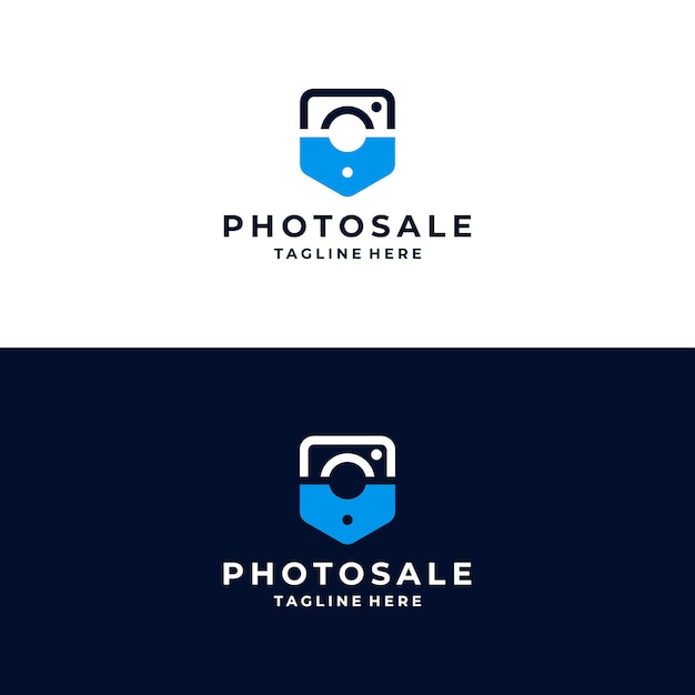 値札のロゴのデザインのインスピレーションとカメラの写真