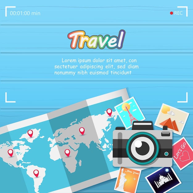 Camera and picture travel around the world.