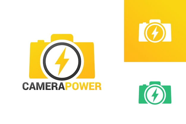 Fotocamera power logo template design vector, emblem, design concept, creative symbol, icon