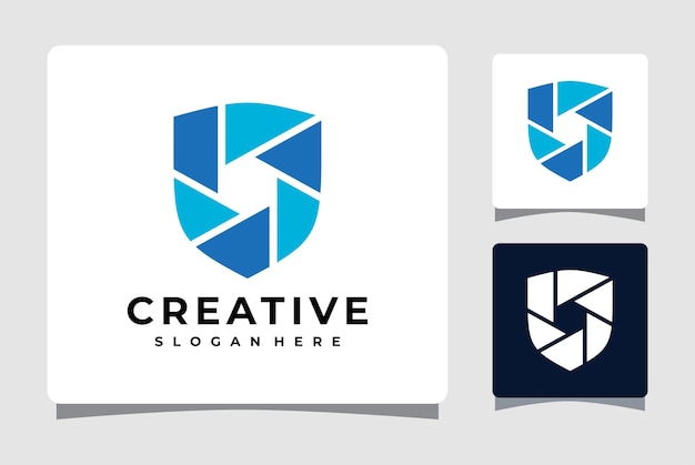 Camera Shutter Shield Logo Template Design Inspiration