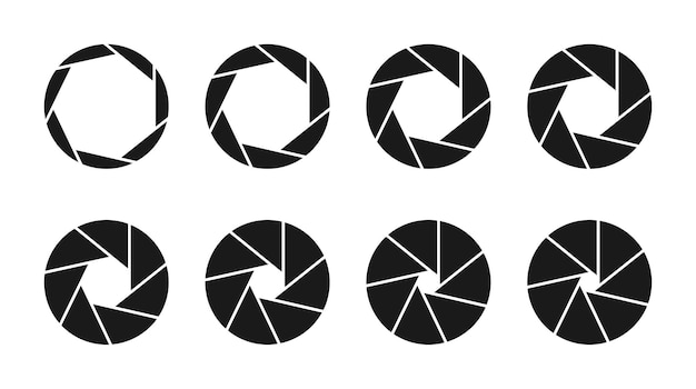 Camera shutter vector icons set