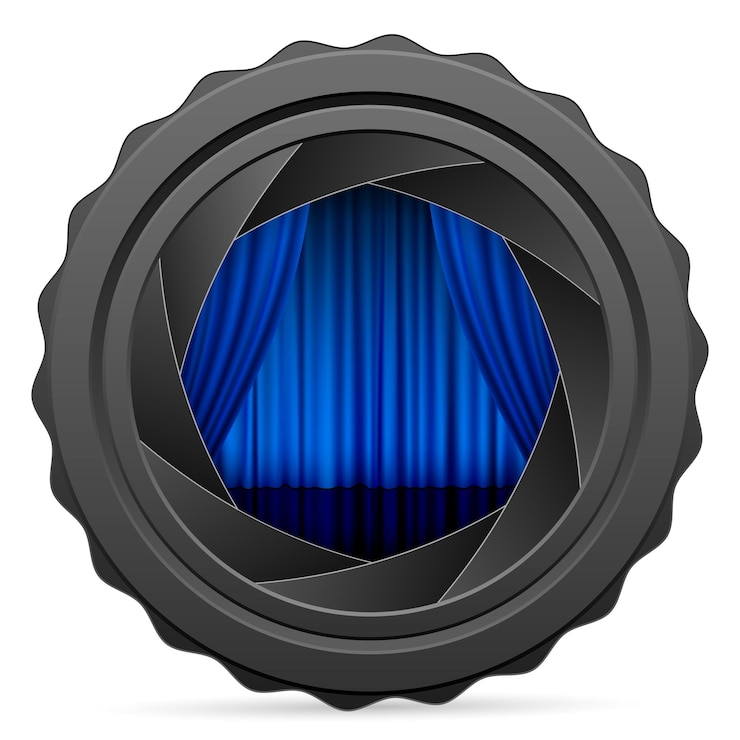 Vector camera shutter with blue curtain