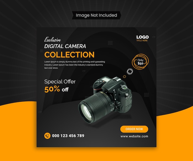 Vector camera social media post template design