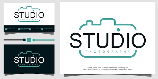 Vettore modello di progettazione del logo dello studio della fotocamera