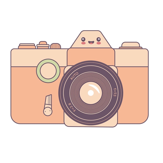 Camera in style kawaii Flat cartoon colorful vector illustration